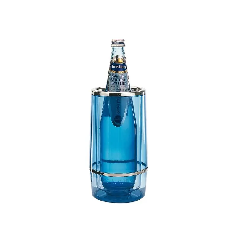 Schnäppchen Flaschenkühler - blau-transparent - Ø innen 10 cm - Höhe 23 cm