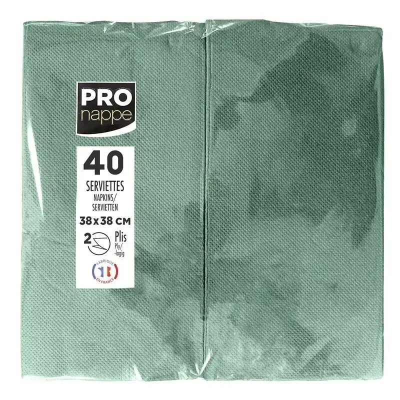 Mega-Angebot Gastro-Servietten, mikrogeprägt (Point-to-Point), Tissue, 1/8 Kopffalz, 38x38 cm - Tannengrün (1200 Stück)