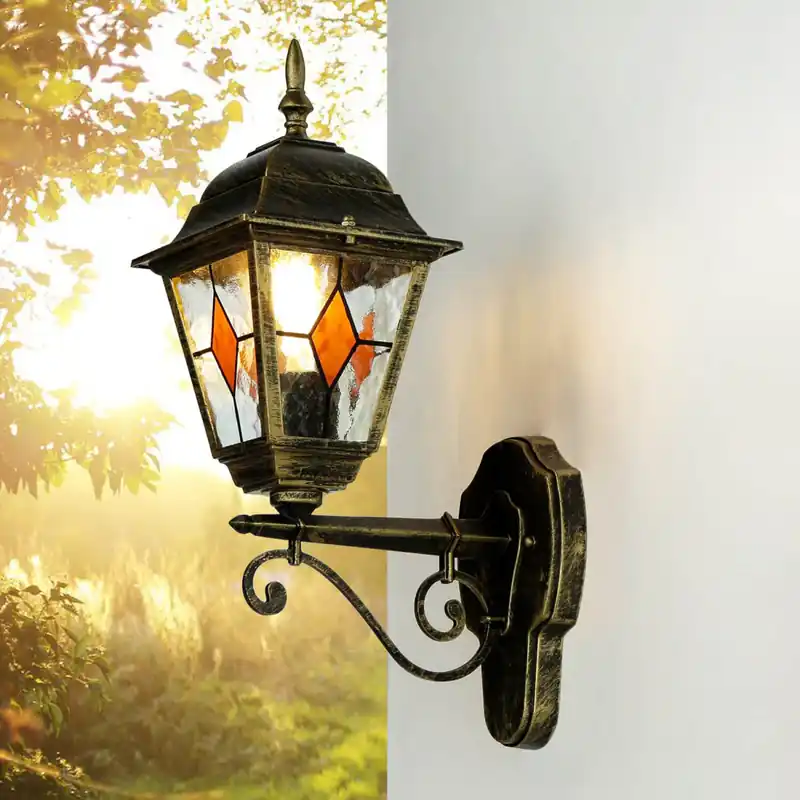 Tiffany Stil Lampe außen Gold Antik E27 SALZBURG Kracherpreis