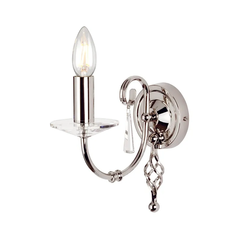 Markenware Wandlampe CANDELA in Nickel mit Kristall Klassisch
