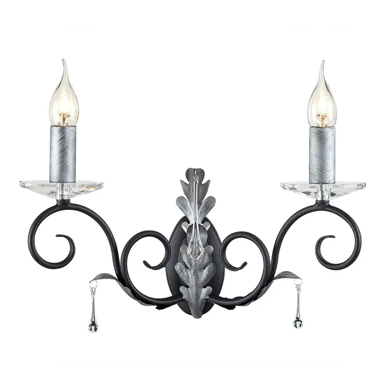 Prunkvolle Wandlampe Schwarz Silber floral mit Kristall Neu Im Sortiment