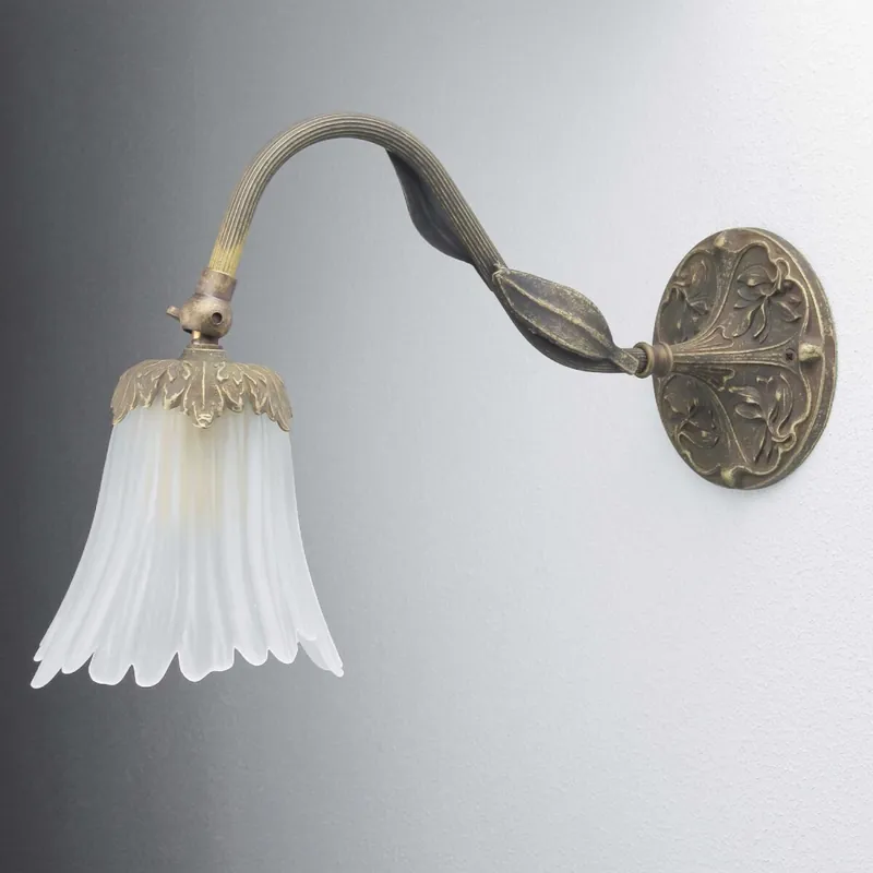 Wandlampe Weiß aus Glas und Echt-Messing Neuheit