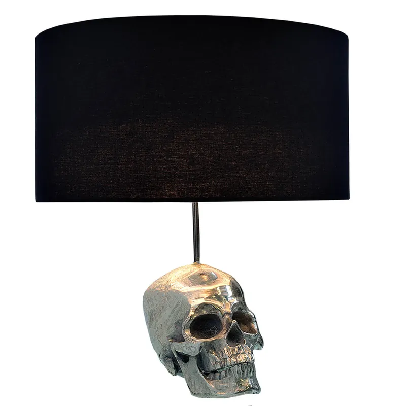 Gothic Tischlampe Modern Totenschädel Silber Schwarz Meistverkauft