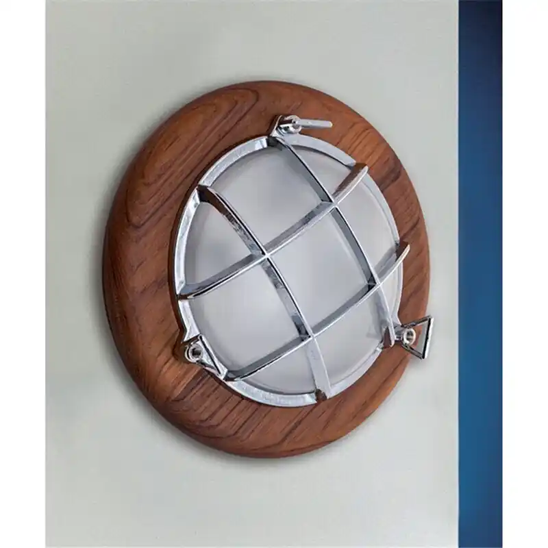 LED Wandlampe Chrom Echt-Messing rund Ø27cm Maritim Versand Am Gleichen Tag
