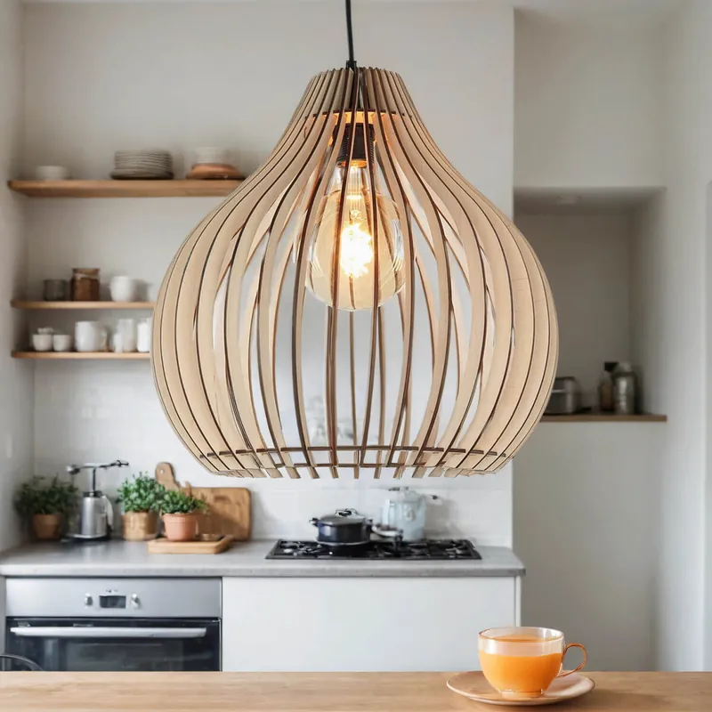 Must-Have Pendelleuchte Holz rund Ø43cm Modern wohnlich NIGILIA