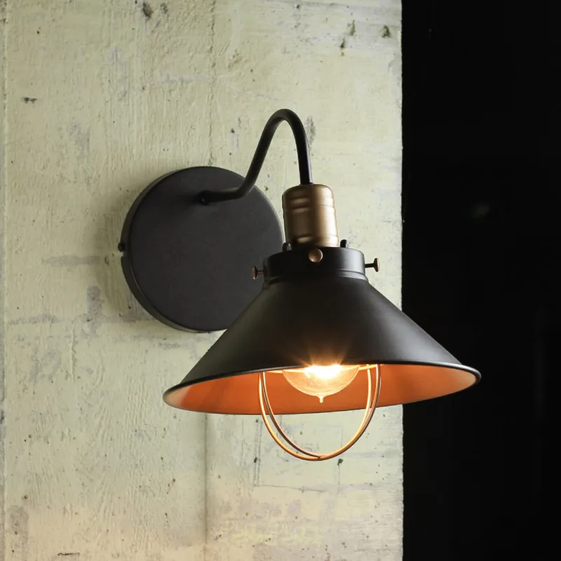 Industrie Wandlampe Schwarz Kupfer E27 T:40cm LOFT Zertifiziert