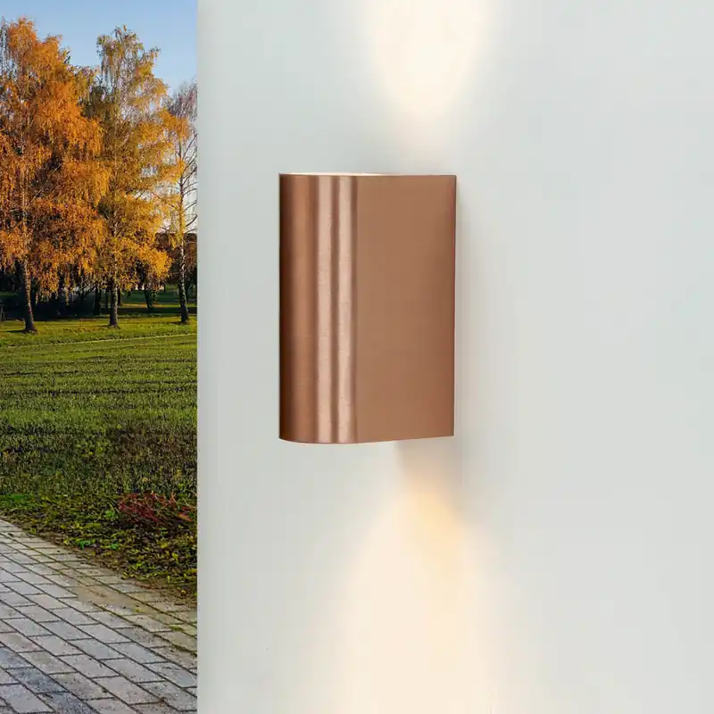 Super-Preis Außen Wandleuchte AALBORG in Kupfer Up Down