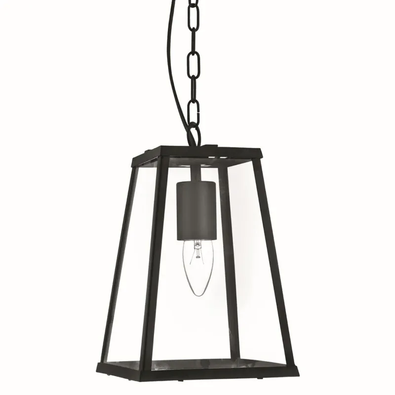 Sale Eckige Pendelleuchte mit Glasschirm rustikal Schwarz