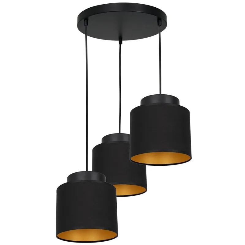 Hängeleuchte Stoff in Schwarz Gold 3 flammig E27 Angebot