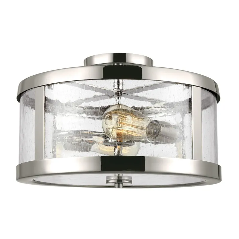 Billig Deckenlampe Metall Glas in Nickel rund innen FLOR