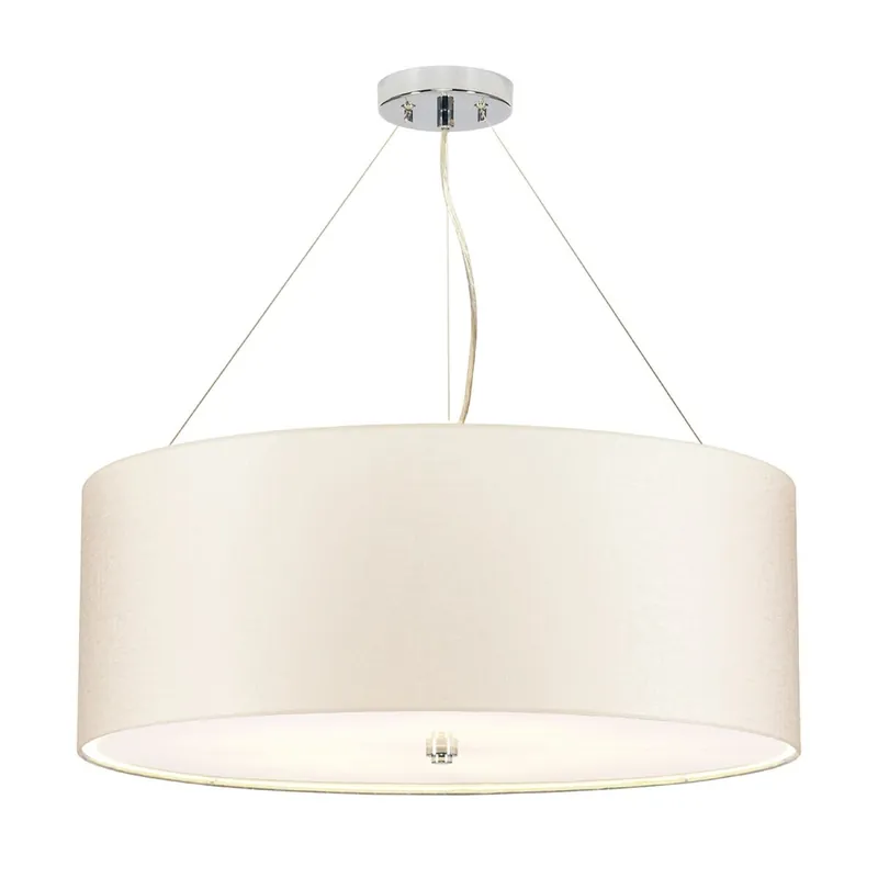 Beliebt Hängelampe rund Ø66cm in Creme Chrom Stoffschirm