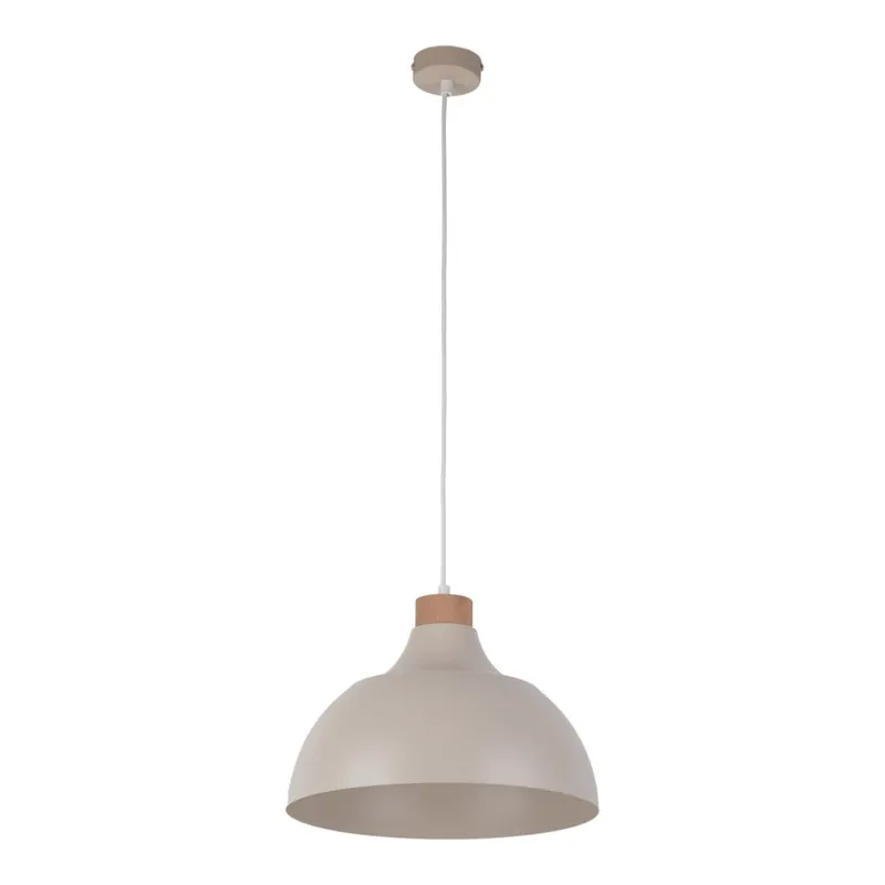 Heißes Angebot Hängelampe Metall Holz Ø 34 cm Retro Beige E27