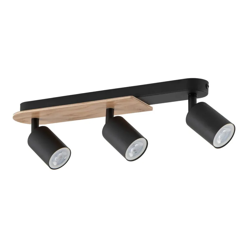 Aufbaustrahler 3-flammig GU10 51 cm Metall Holz Modern Highlight