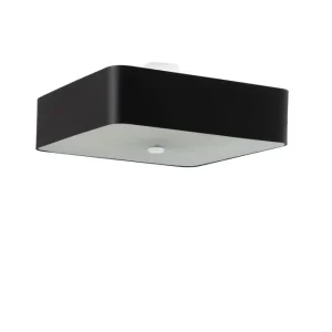Deckenlampe Schwarz Stoff Glas quadratisch B: 55 cm Echt