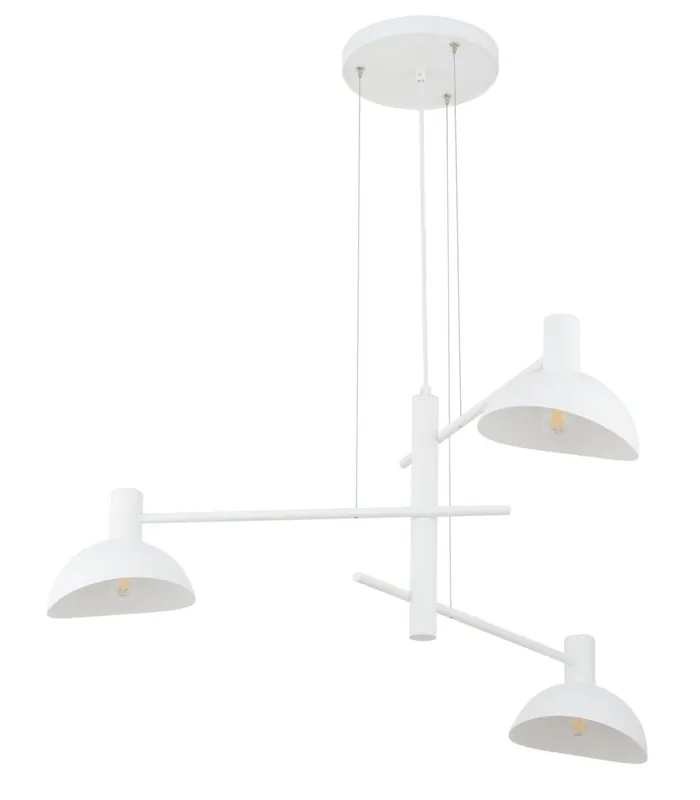 Angebot Weiße Pendelleuchte Metall 3-flammig B:75 cm E14 Modern