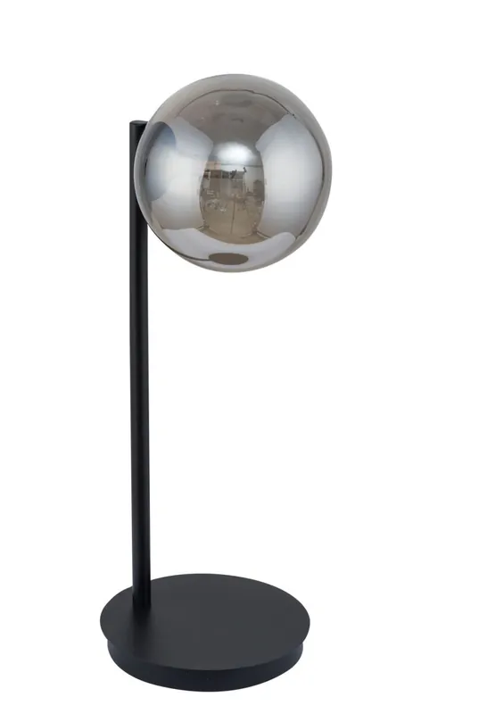 Nachttischlampe Schwarz Grau Glas Kugel 44 cm Leselicht Geprüft