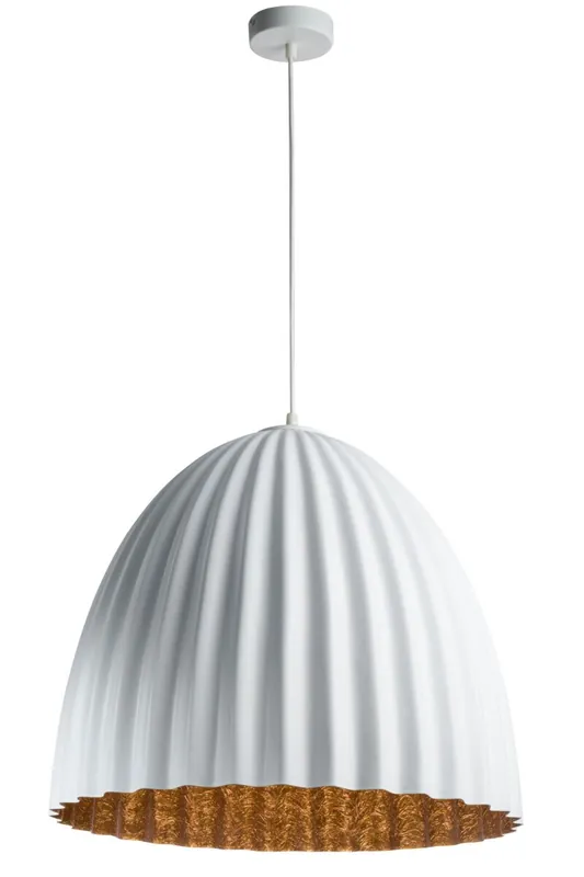 Heißes Angebot Loft Pendelleuchte Weiß Kupfer Metall Riffel Ø50 cm E27