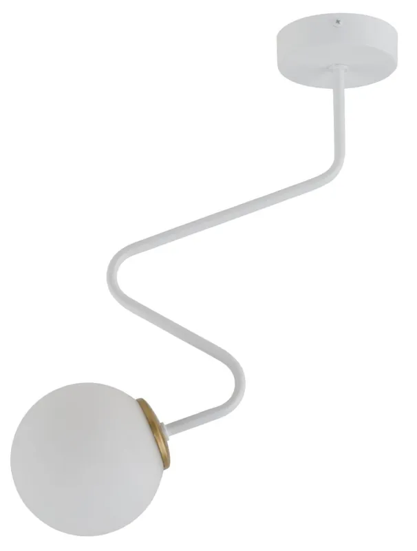 Begrenztes Angebot Deckenleuchte Weiß Glas Metall geschwungen L:32 cm