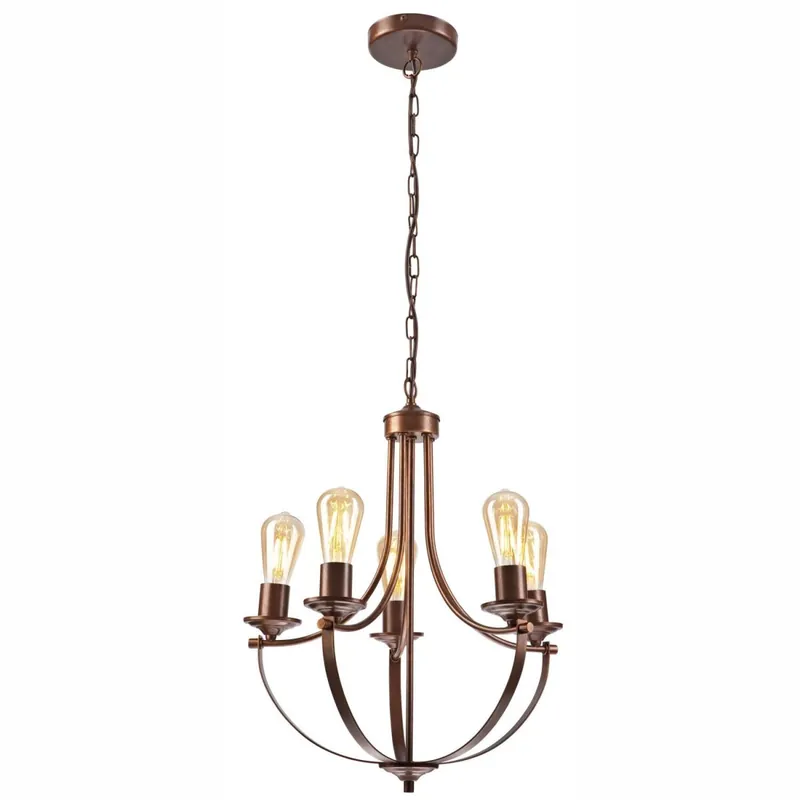 Top-Angebot Kronleuchter Rustikal Metall Ø 45 cm 5-flammig E27 Braun