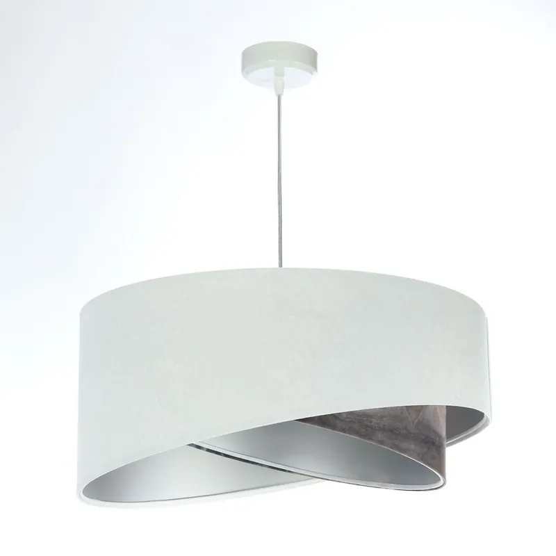 Pendelleuchte Wohnzimmer rund D: 50 cm Stoff Velours Optik Zertifiziert