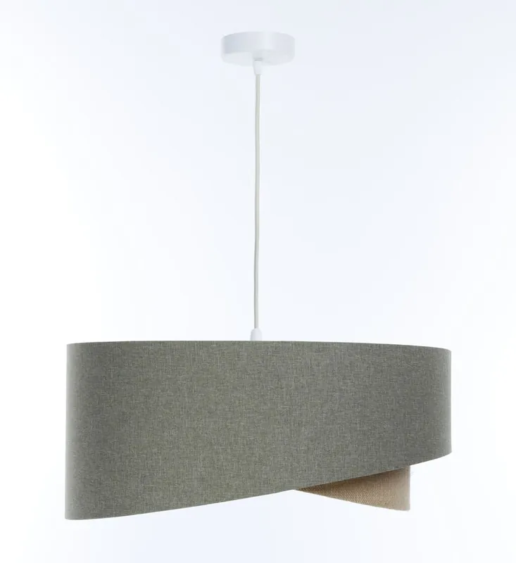 Ausverkauf Hängelampe Boho Grün Beige E27 rund Ø 45 cm Stoff Modern