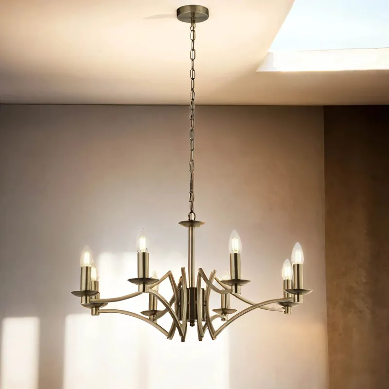 Nur Heute Kronleuchter Messing Antik E14 Metall Ø 72 cm 8-flammig
