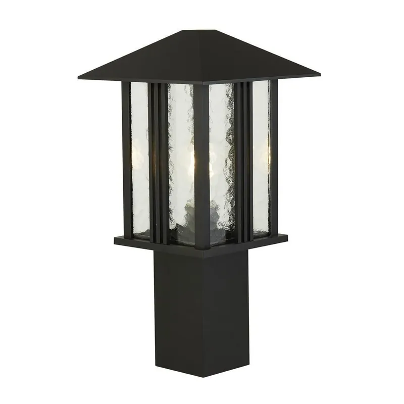 Sockelleuchte Schwarz 45 cm IP44 E27 Aluminium Glas Geprüft