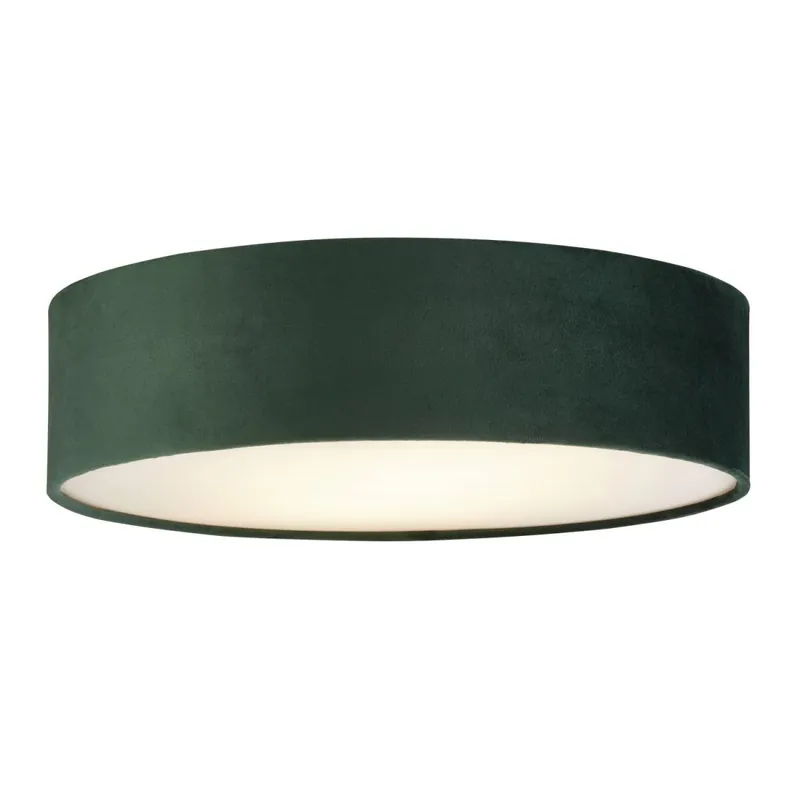 Deckenlampe rund Ø 38 cm H: 10 cm Samt Schirm Grün 2x E27 Jetzt Bestellen