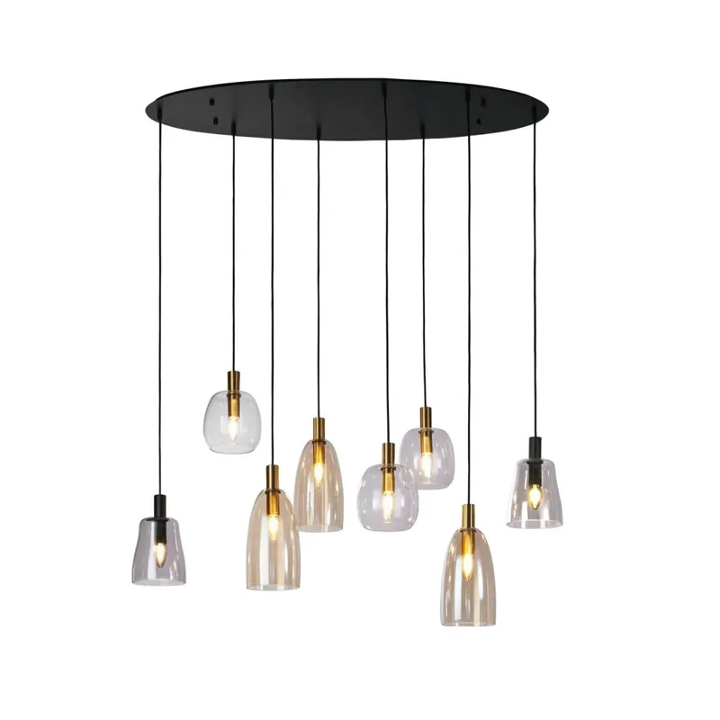 Hängelampe Glas Metall B: 120 cm groß H: max. 1,4 m Echt