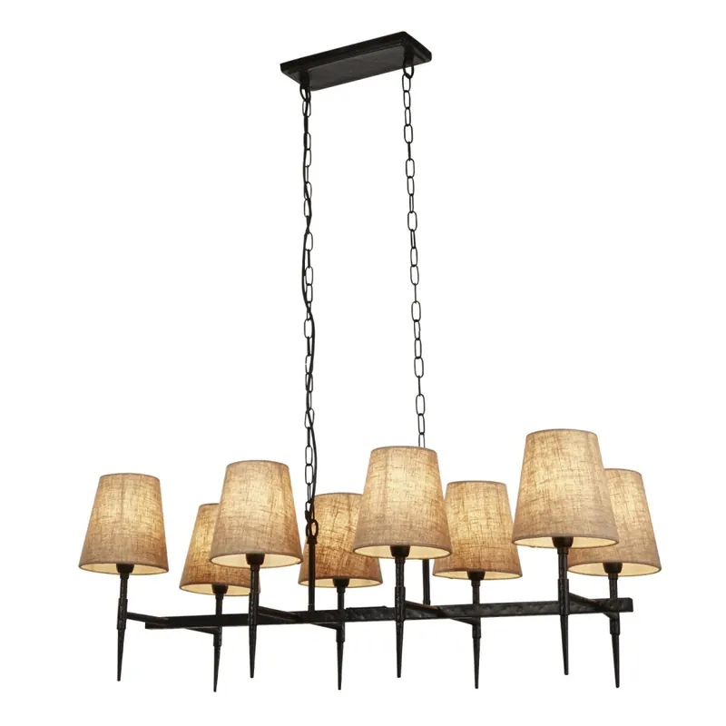 Kracherpreis Hängelampe Schwarz Creme B: 91 cm 8x E14 Stoff Metall