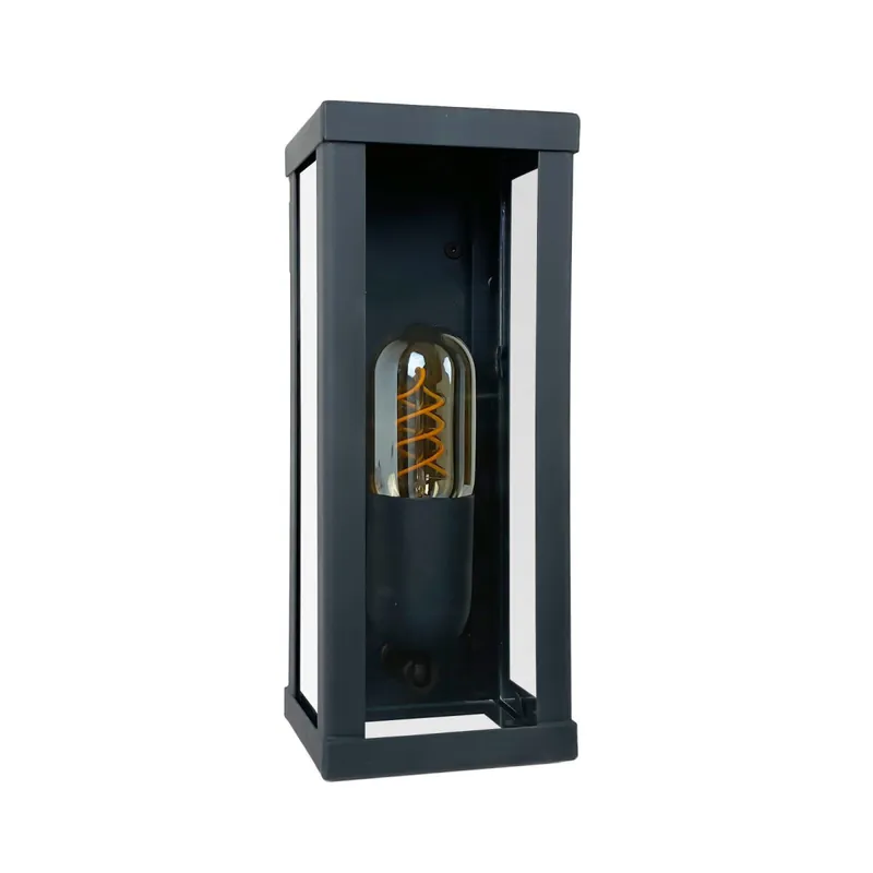 Neuheit Wandleuchte außen E27 IP43 H: 25 cm Eisen Glas