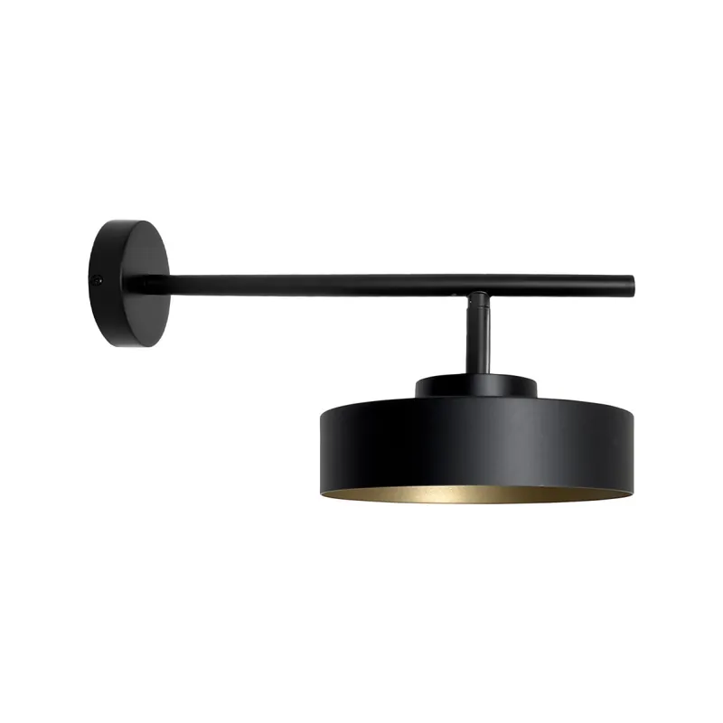 Versand Am Gleichen Tag Wandlampe innen Schwarz Gold H: 19,5 cm Messing Eisen E27