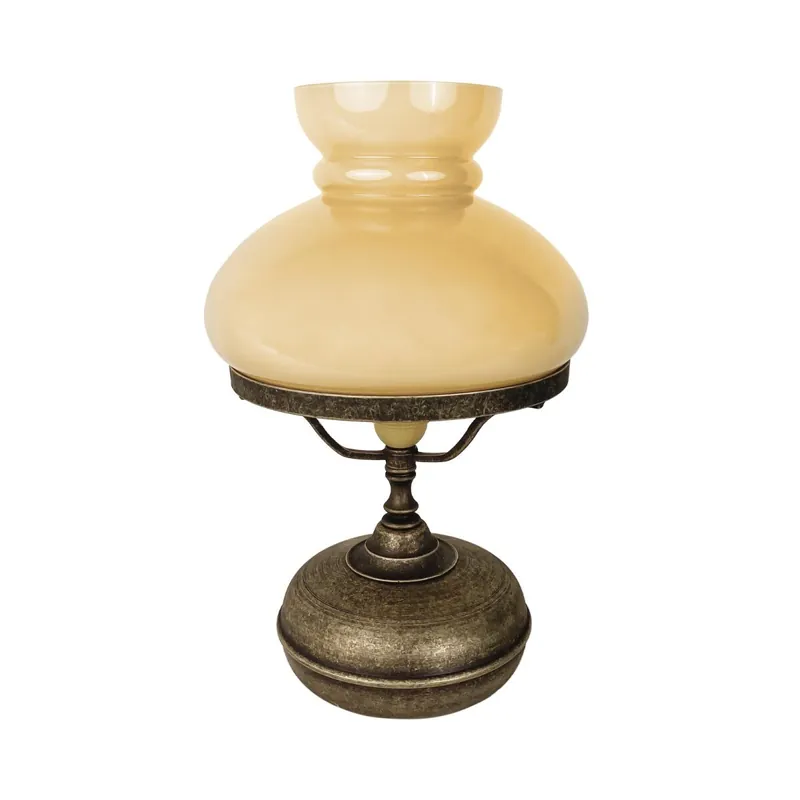 Tischleuchte Glas Messing H: 36,5 cm E27 in Bronze Antik Creme Letzte Chance