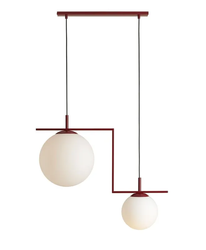 Hängelampe Rot Weiß Glas Kugeln L:72,5 cm blendarm Expressversand