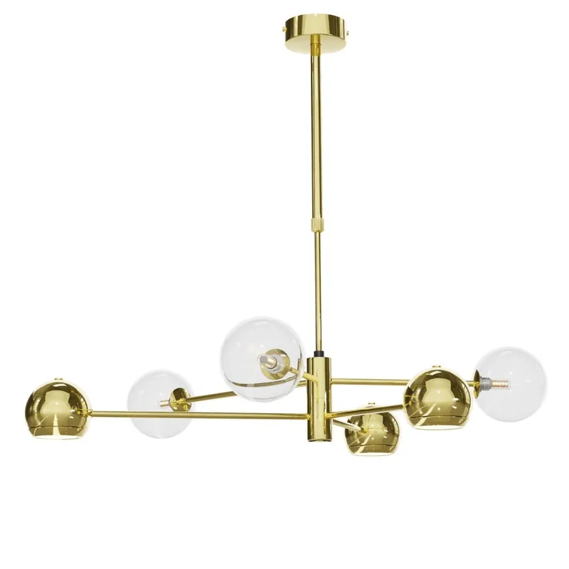 Moderne Deckenlampe Metall Glas in Gold 6-flmg L:94 cm Kracherpreis