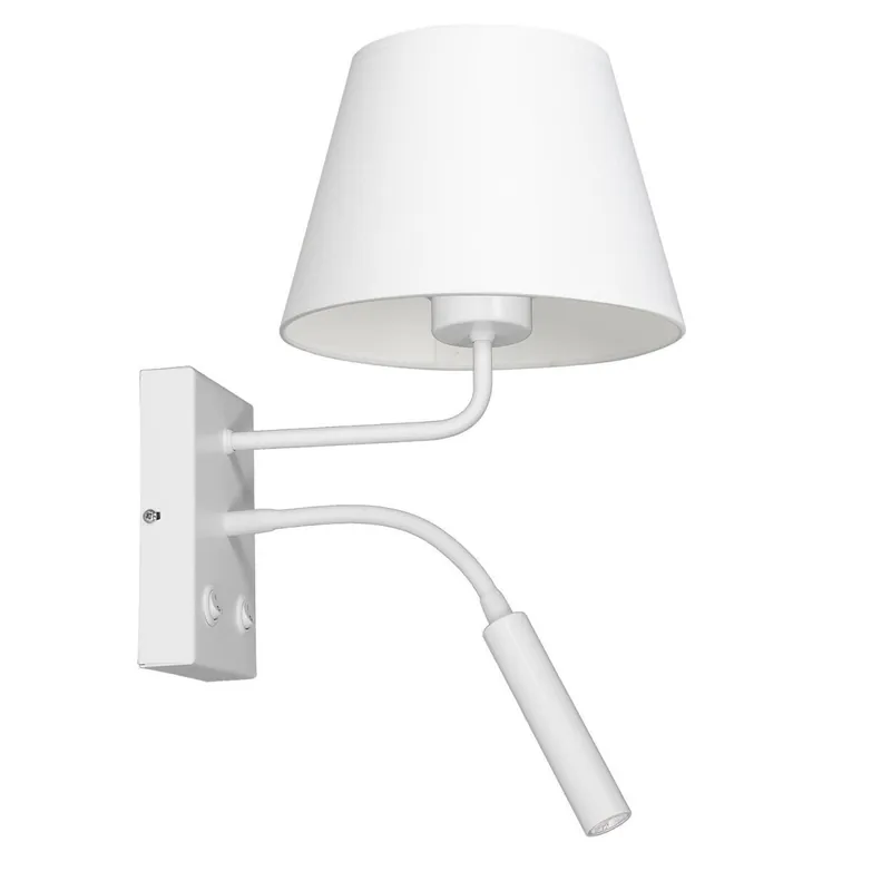 Saisonangebot Wandlampe Weiß Stoff Lesearm E27 G9 H:38 cm konisch