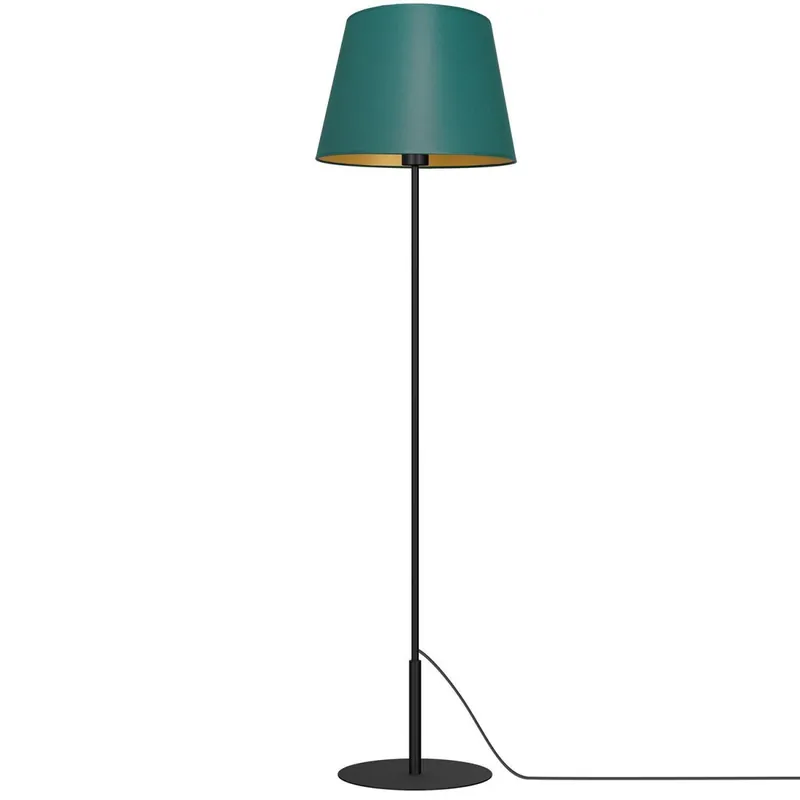 Stehlampe Metall Stoff 154 cm E27 Petrol Gold konisch Super-Preis