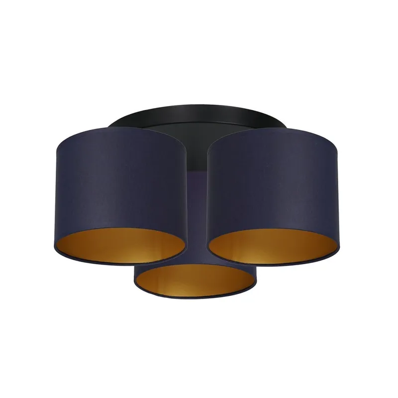 Deckenlampe Stoff Metall Blau Gold Ø45 cm blendarm Neue Ware