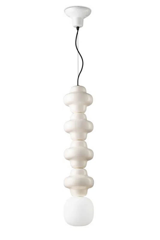 Abverkauf Hängelampe Keramik Glas Creme Weiß E14 Retro Design