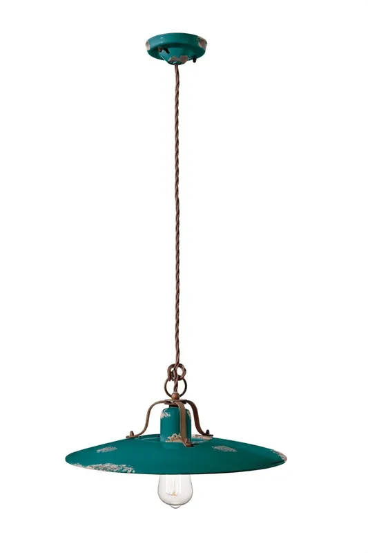 Pendelleuchte Keramik Metall E27 rund D: 40 cm Industrial Versand Am Gleichen Tag