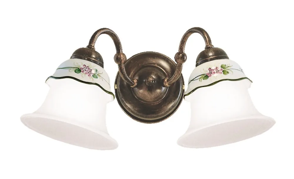 Wandleuchte Keramik Metall E14 B: 35 cm 2-flammig Schneller Versand