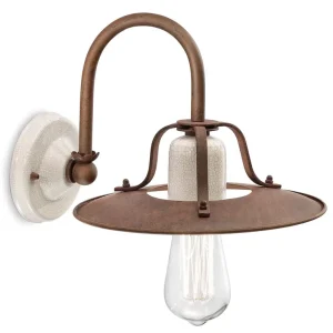 Wandlampe Metall 25 cm breit Creme Rostbraun E27 MATTIA Abverkauf