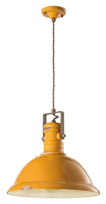 Pendelleuchte Metall Keramik E27 rund Ø 40 cm Vintage Online Kaufen