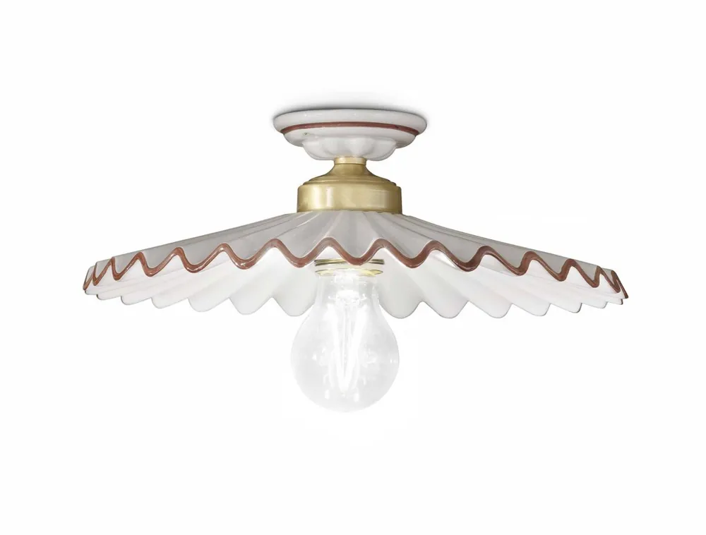 Neue Kollektion Deckenlampe Metall Keramik E27 D: 41 cm rund Landhaus