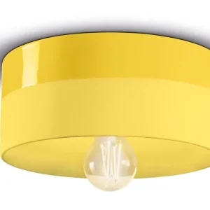 Deckenlampe Keramik E27 D: 25 cm Gelb rund Retro ENRICO Beliebt