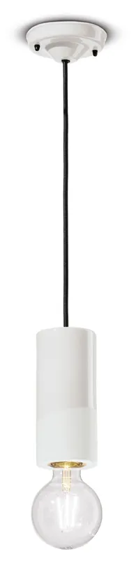 Hängelampe Keramik E27 D: 8 cm Weiß rund Retro Design Ausverkauf