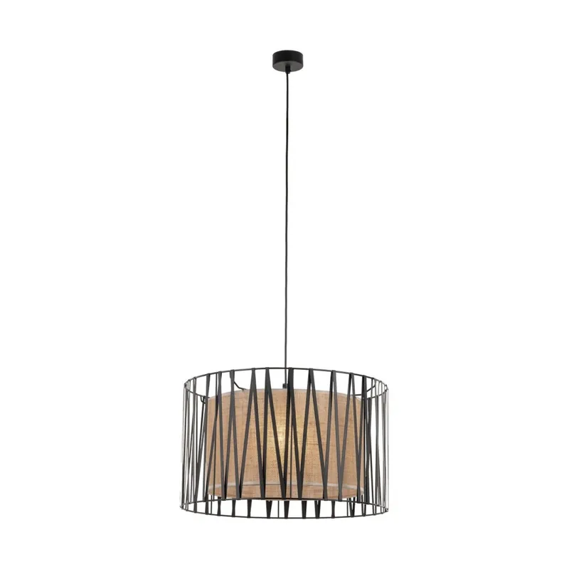 Hängeleuchte rund Ø 50 cm 3x E27 Schwarz Braun Modern Preisknaller