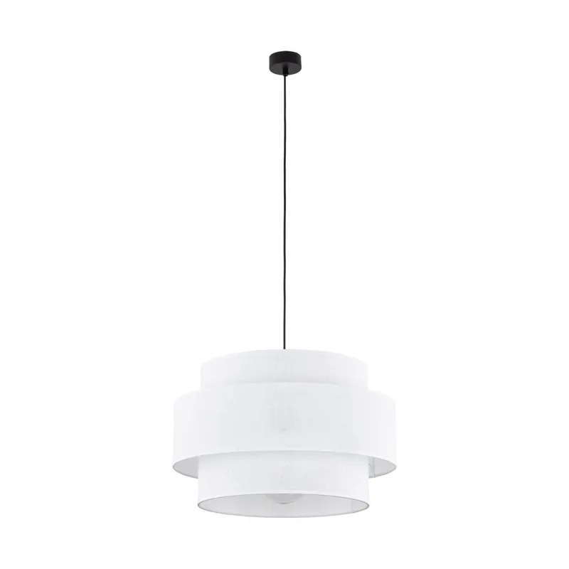 Neu Im Sortiment Pendelleuchte Weiß Ø 50 cm H: max. 160 cm Stoff Metall E27