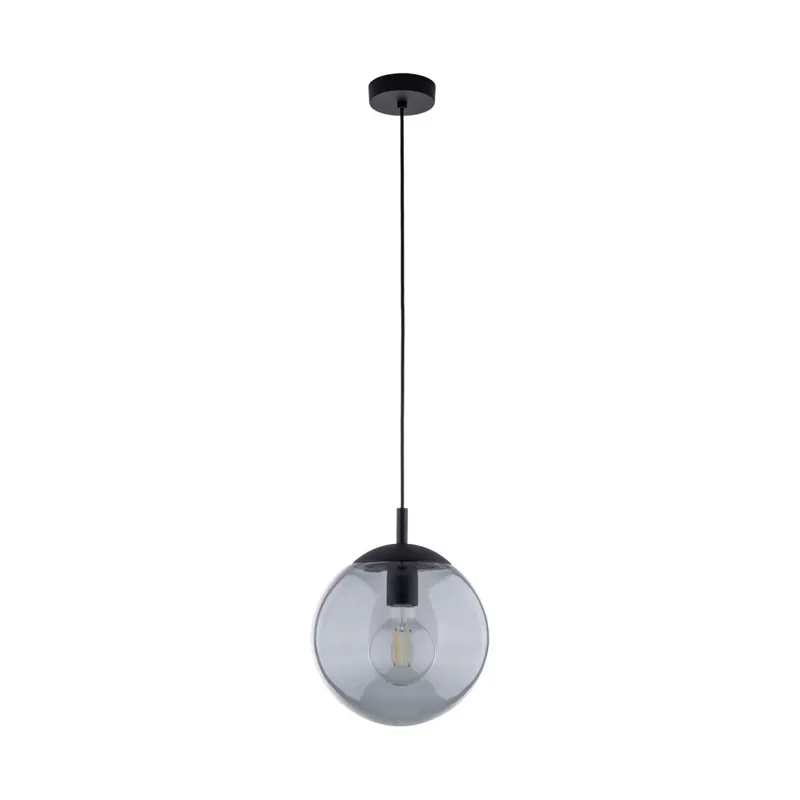 Abverkauf Hängelampe Grau Schwarz Ø 25 cm E27 Kugel Rauchglas Metall