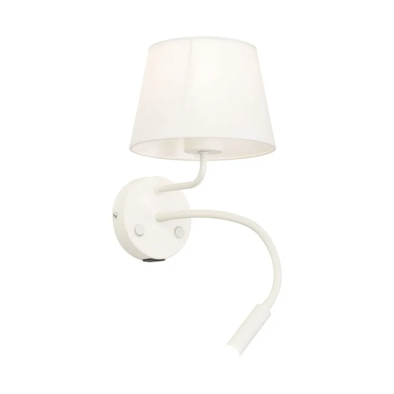 Echt Wandleuchte mit USB-Ladefunktion Schalter Schwanenhals Weiß
